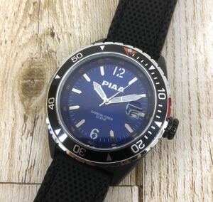 PIAA カーボンケース 腕時計 NBRラバーベルト　ブルーライン　新品 メンズ腕時計