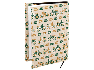 [ with translation ] book cover library hand ... cloth cotton 100% made in Japan retro fine pattern bicycle pattern book@ cover reading library book@ book mark attaching pretty stylish 