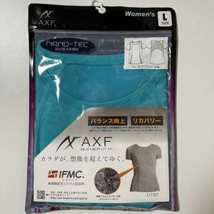 AXF axisfirm レディース　クルーネックTシャツ　半袖　サイズLブルー