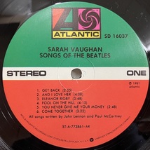 ●即決VOCAL LP Sarah Vaughan / Songs of the Beatles jv3361 米オリジナル、TML刻印 サラ・ヴォーン_画像2