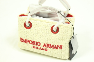 エンポリオアルマーニ　MyEA　ショッパーバッグ　ストロー素材　スモール　EMPORIO ARMANI