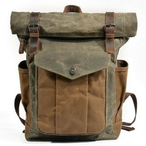  oil wax manner Vintage canvas leather backpack rucksack high capacity stylish retro bag outdoor camp 
