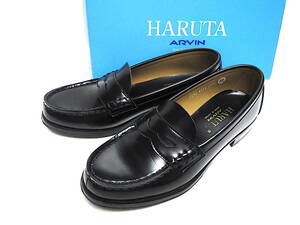  two point successful bid free shipping! 2A47 beautiful goods usage 1 times only!HARUTA Hal ta Loafer moccasin leather shoes 23.5 EEKD lady's black black going to school shoes 