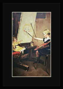 FNR034B-ノーマン・ロックウェル Norman Rockwell アメリカ 画家 イラストレーター America フレーム有 マット有 黒マット 模写