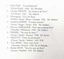 W■CD音楽CD ＜フランス＞【パリのシャンソン全18曲】LES CHANSONS DE PARIS パリの街角より エディット・ピアフ シャルル・トレネ他 中古_画像4