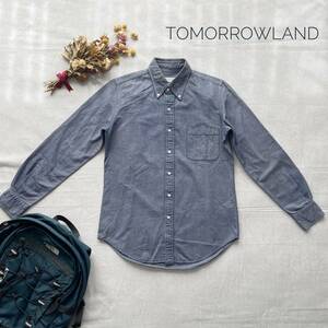 美品★高級　大人おしゃれ♪　定価2万　トゥモローランド　TOMORROWLAND　長袖コットンシャツ　ネイビー　コットン　S　普段使いに！