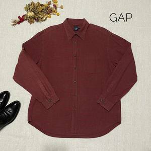 ヴィンテージ☆渋いおしゃれ♪　オールドギャップ　GAP　古着　チェック　コットンネルシャツ　レッド　M　大き目