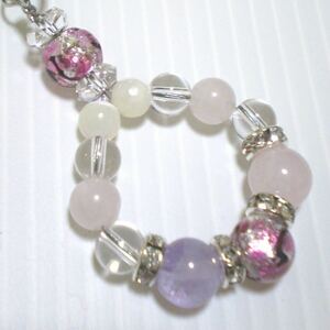 . light * ho taru glass x rose quartz x amethyst strap natural stone Power Stone 