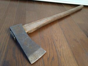 斧　長さ78ｃｍ　薪割り　古道具　レトロ　アウトドア　キャンプ　DIY　サバイバル (22_10511_3)