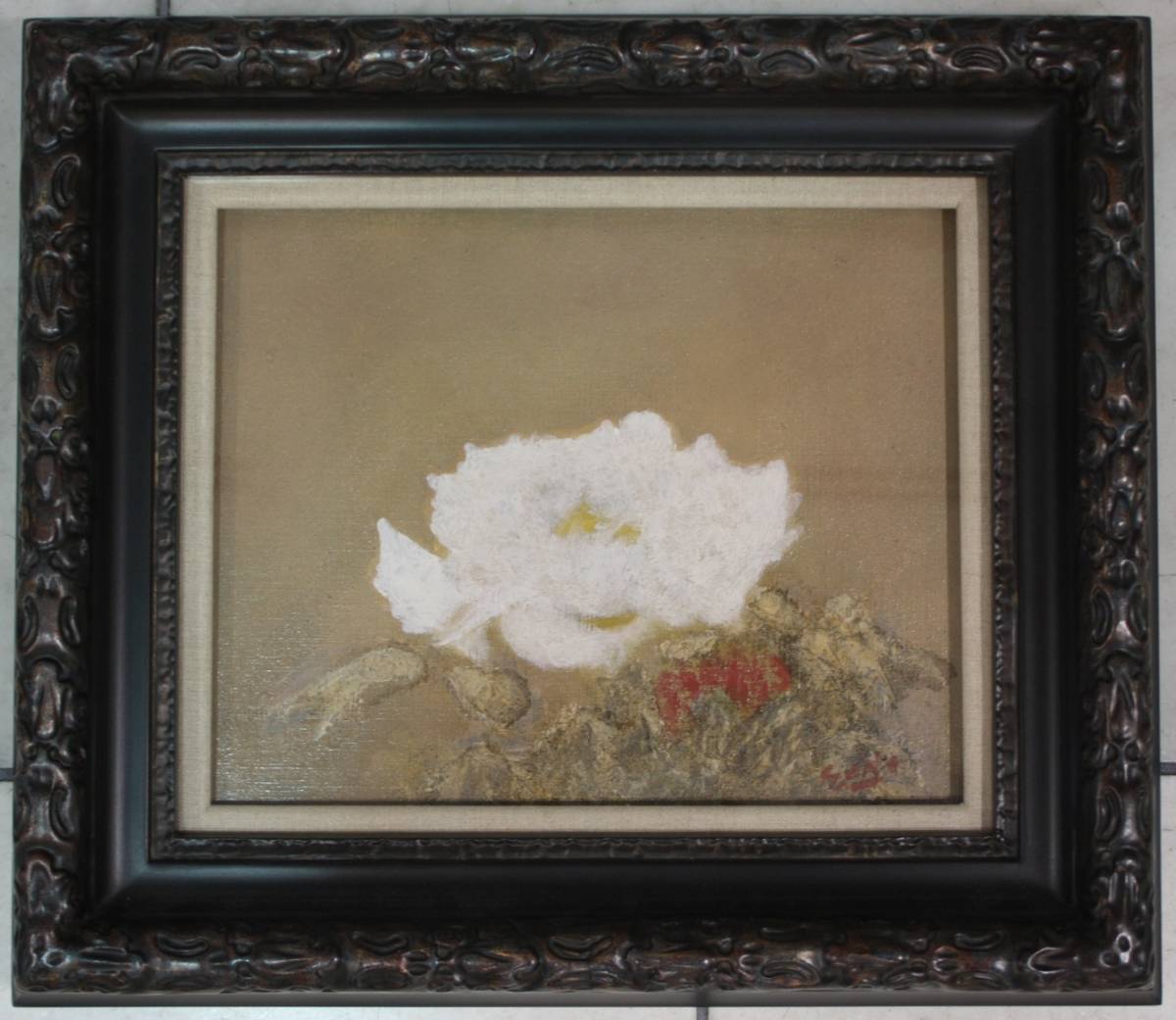 [أصيلة مضمونة وشحن مجاني] Onosue Peony Oil Painting 3F, تلوين, طلاء زيتي, باق على قيد الحياة