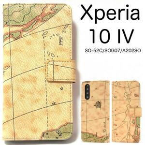 Xperia 10 IV SO-52C/SOG07/A202SO/XQ-CC44 エクスペリア スマホケース ケース 手帳型ケース 地図柄 手帳型ケース