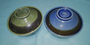 陶器：茶器 お椀 2色 茶道具 蓋付 お湯入れ お吸い物 当時物 NAYA/オクパナ