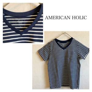 AMERICAN HOLIC 半袖ネイビーボーダーカットソー 1540