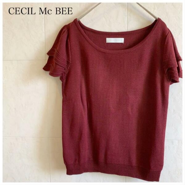 CECIL Mc BEE セシルマクビー ボルドー 半袖ニット　KA41