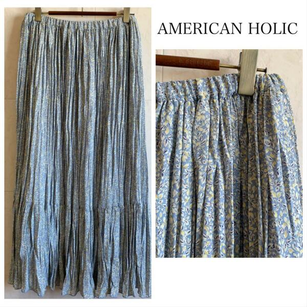 AMERICAN HOLIC 花柄 プリーツロングスカート　AC60