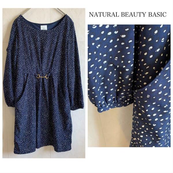 NATURAL BEAUTY BASIC ネイビー ワンピース チュニック　AC96