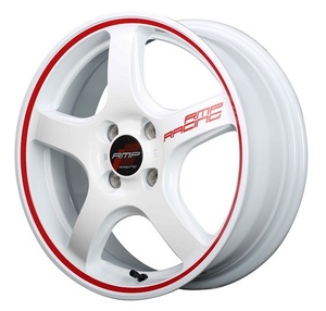 RMP RACING R50 15x5.0J 4/100 +45 WRL ホワイト/リムレッドライン