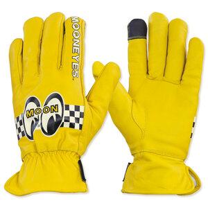 MOON winter leather glove gloves XL size bike yellow color yellow yellow yellow bike glove mooneyes moon I zXL ⑮ checker 