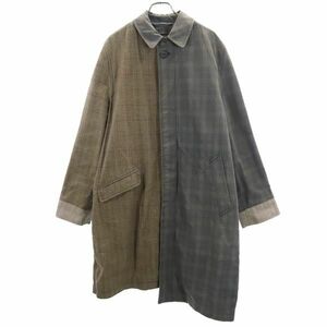 エイチアンドエム マルジェラ ステンカラー クレイジーパターン チェック柄 コート S グレー系×茶系 H&M メンズ 221030