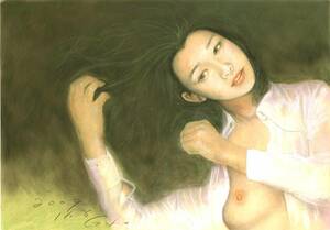 * woodcut Ishikawa .. person himself exhibit! pastel beauty picture ..146 Serena -te