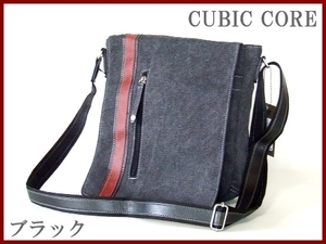 新品■CUBIC CORE帆布ショルダーバッグ／黒■メンズ