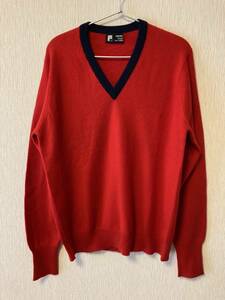 ●FINTEX フィンテックス カシミヤセーター （42/107cm） ニット 赤×紺 イギリス製 英国製