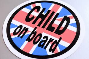 BC●CHILD on boardステッカー イギリス国旗ver 10cmサイズ●KIDS in CAR 車に子供が乗っています ユニオンジャック 円形かわいい EU