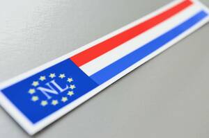 B_2■オランダ国旗バナーステッカー Sサイズ 2x14cm 2枚セット■即買シール 欧州 ヨーロッパ スーツケースなどに☆ EU