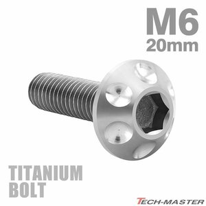 M6×20mm P1.0 頭部径14mm 64チタン合金 テーパー ホールヘッド ボルト 六角穴 ワイドフランジ シルバーカラー 車/バイク/自転車 1個 JA180