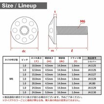 M6×20mm P1.0 頭部径14mm 64チタン合金 テーパー ホールヘッド ボルト 六角穴 ワイドフランジ シルバーカラー 車/バイク/自転車 1個 JA180_画像2