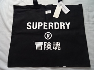 ★☆SUPERDRY冒険魂（スーパードライ） トートバック・エコバック 「黒」 【新品・未使用品・タグ付き】 イギリス購入品☆★