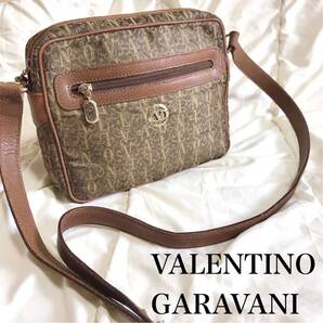 希少 VALENTINO GARAVANI モノグラム ショルダーバッグ レザー ヴァレンティノ ガラヴァーニ ボックス モノグラム ブラウン 斜め掛け可能