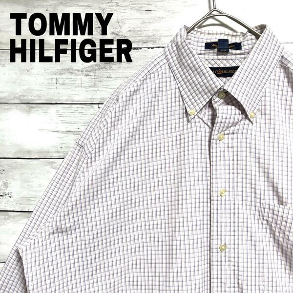 z27 US古着 Tommy Hilfiger BD長袖シャツ チェック柄 XXL相当 メンズ