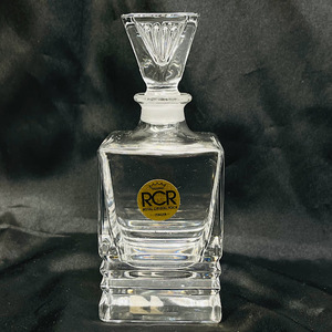 【中古】RCR香水瓶PBO24%リードクリスタル栓付きボトル　角型　幅5センチ【送料無料】
