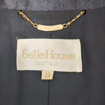 BELLE HOUSE サイズ9号 ジャケット ウール混 グレー系 肩パット ベルハウス レディース トップス_画像8