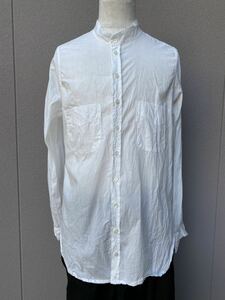 (新品タグ付） PAUL HARNDEN Mens COLLARLESS SHIRT WHITE \107,800円 #L ポールハーデン