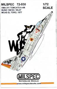 1/72 MILSPEC　ミルスペック デカール　 ML72-030 A-4M,VMA-311 TOMCATS,1977