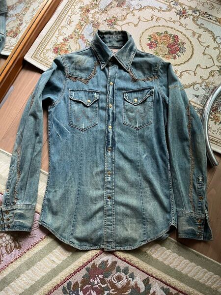 ドレスキャンプ ラングラー デニムシャツdresscamp M フリンジ wrangler