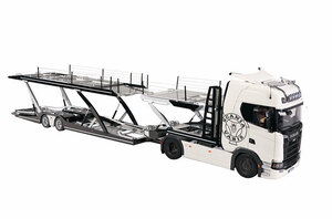 NZG 1/18 SCANIA V8 730S ホワイト + Lohr car transporter 　スカニア　キャリアカーセット