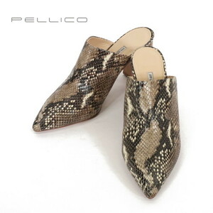 【定価5.7万・新品・38】PELLICO（ペリーコ）3003 ANDREA ポインテッドトゥサボサンダル 8cmヒール パイソン型押し PITONE VERO