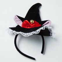 黒ねこウィッチカチューシャ ハロウィン カチューシャ ウィッチハット 黒猫 魔女 仮装 変装 コスプレ ヘアアクセサリー グッズ_画像2