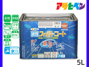 アサヒペン 水性スーパーコート 5L 銀黒 超耐久 2倍長持ち DIY 錆止め剤 防カビ剤 配合 無臭 送料無料