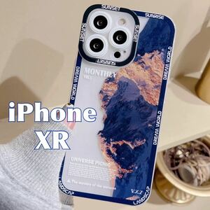 iPhone XR ケース スノー マウンテン ブラック 黒 サンセット 雪 山 透明 クリア レトロ スマホ カバー JHCAS