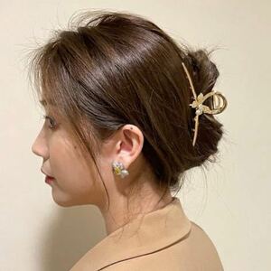 ヘアクリップ まとめ髪 蝶 バタフライ ゴールド ワニクリップ 髪留め