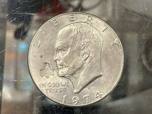 フリーメイソン コイン アメリカ アイゼンハワー 硬貨 1ドル 1974年 フリーメーソン 秘密結社アノニマス イルミナティ 米軍 横須賀ベース