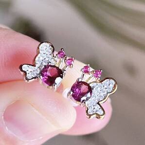 天然石 逸品ロードライトガーネット s925 ピアス(番号A1936)