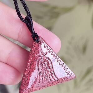 天然高含量晶体辰砂 平安お守り阿弥陀佛札のネックレス