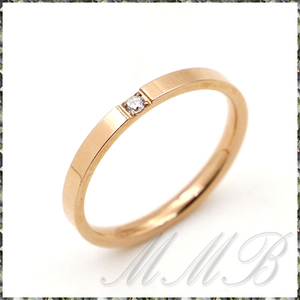 [RING] Rose Gold Plated Brilliant Cz φ1mm ラウンドブリリアントCZ ローズゴールド 2mm フラットスリム リング 14号 【送料無料】