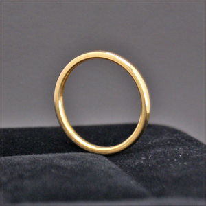 [RING] Yellow Gold Plated Stainless Smooth Simple スムース シンプル イエローゴールド 2mm 甲丸スリム リング 25号 (1.6g)【送料無料】