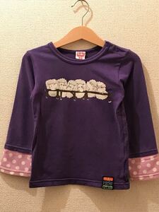 【女の子95cm】パーティーパーティー　長袖Tシャツ　ロンＴ　パープル